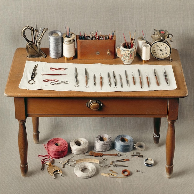 Atelierul cu mese de lucru și instrumente